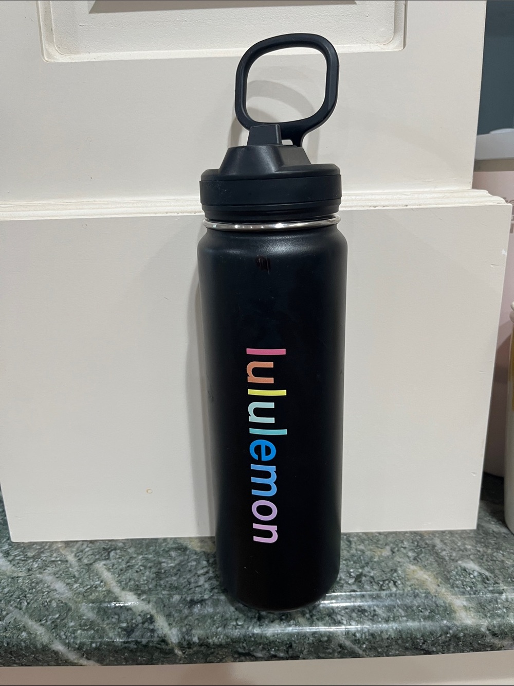 lululemon Matte Black Bottle with Rainbow Logo